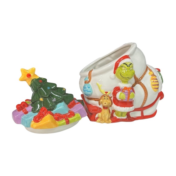 2021 Dr. Seuss The Grinch & Max Sleigh Cookie Jar - Picture 3 of 4